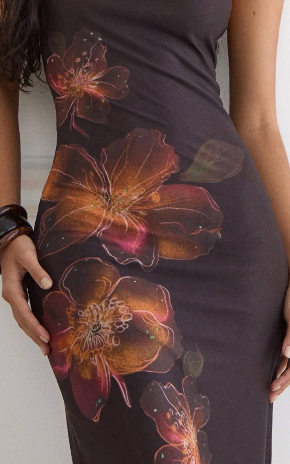 Motel Rocks - Nori Vibrant Lotus Print Midi Dress