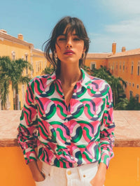 Vilagallo - Gaby Geometrico Print Top