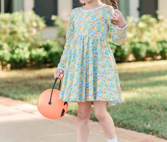 The Proper Peony - Girl's Pumpkin Mix Twirl Dress