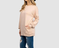 Zenana - Hi-low Hem Sweatshirt With Pockets