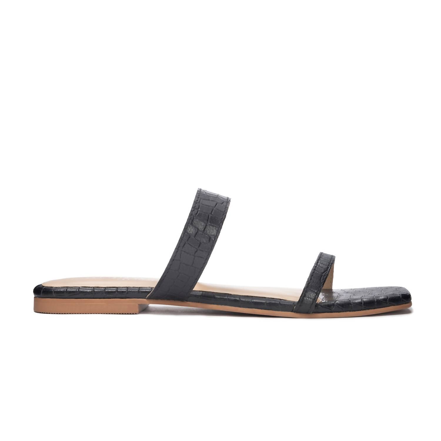 CHINESE LAUNDRY Women's Deana Leather Slide Sandal in black - women's sandal