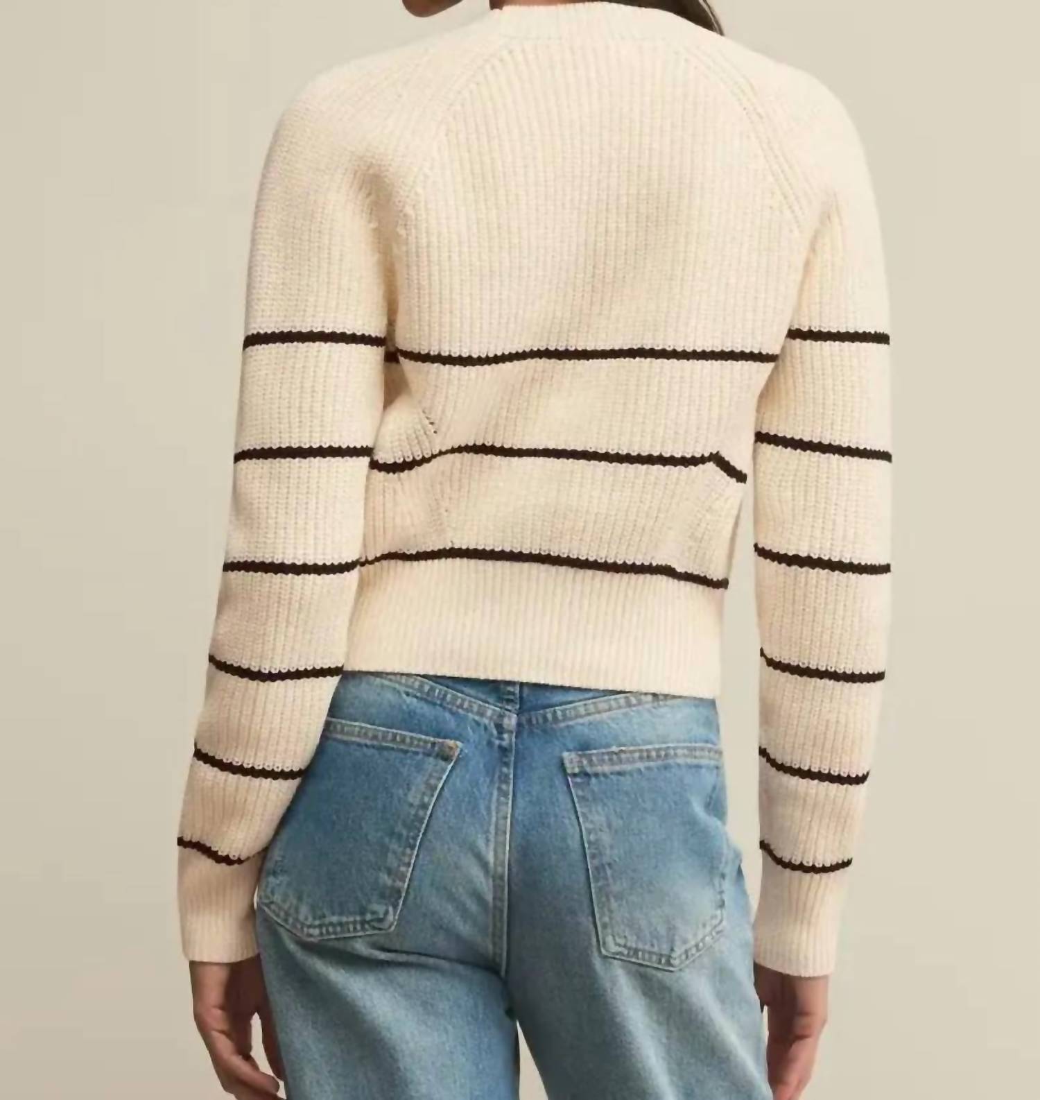 Z Supply Stefi Stripe Cardigan in sea salt - women's cardigan - detail view