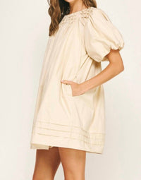 Liv - Almond Poplin Mini Dress