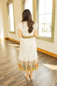 Easel - KAPPIE CAP SLEEVE PRINTED MIDI DRESS