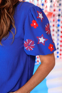 Jess Lea - Patriotic Embroidered Top