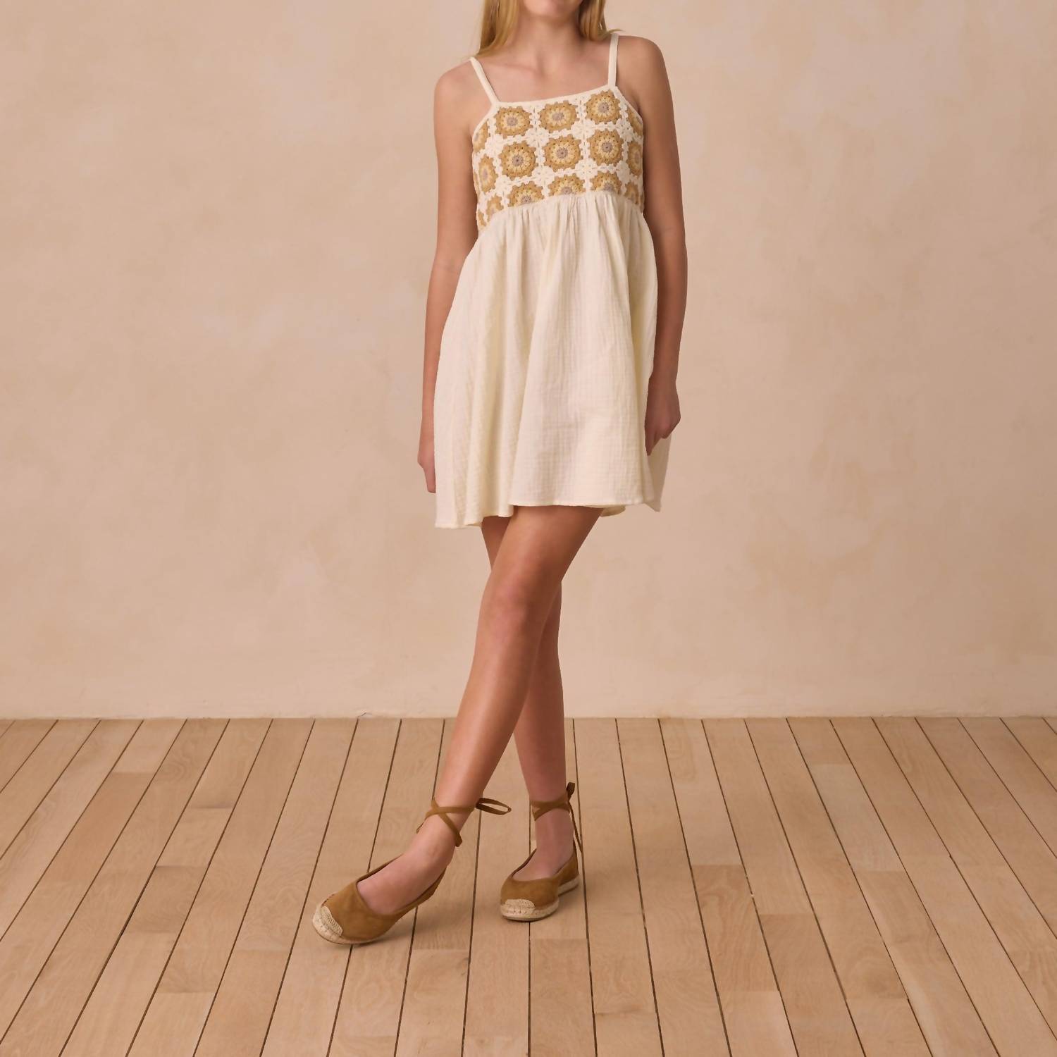Rylee + Cru Girls' Crochet Sun Dress in marigold daisy 1 - kids' dress