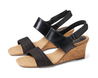 Clarks Women's Kyarra Faye Wedge Sandal in black leather - women's sandal