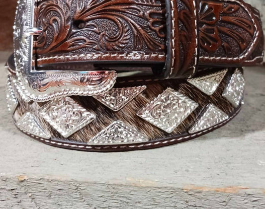 Nocona Boots - Men's Diamond Shape Cowhide Concho Belt