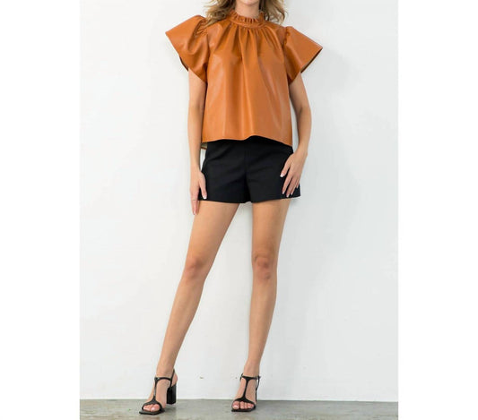Thml - Flutter Sleeve Leather Top