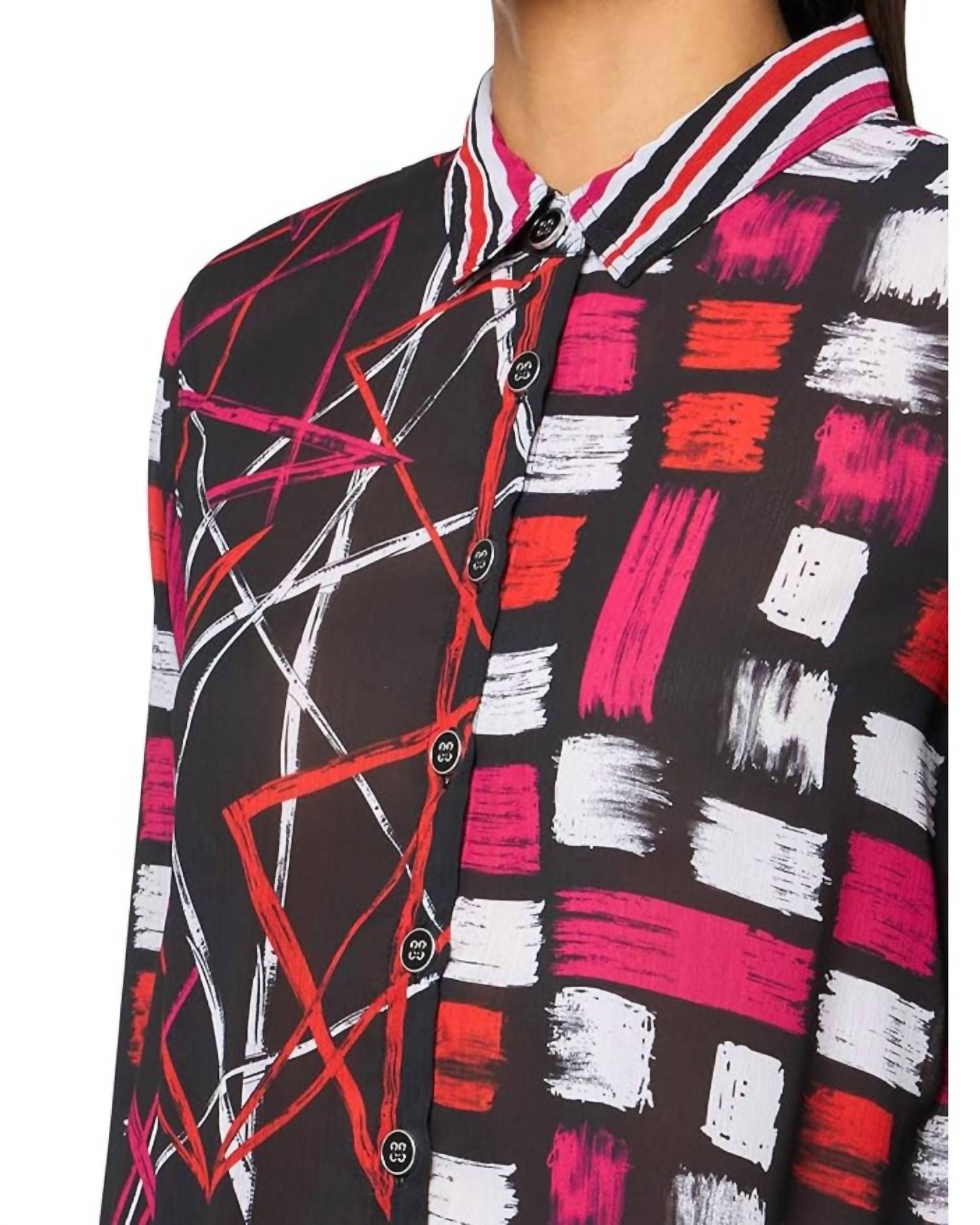 Multiples - Long Sleeve Button Front Shirt
