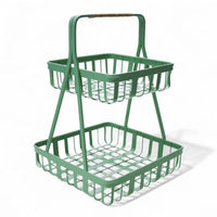 Creative Co-Op - 2-tier Metal Tray With Rattan Wrapped Handle