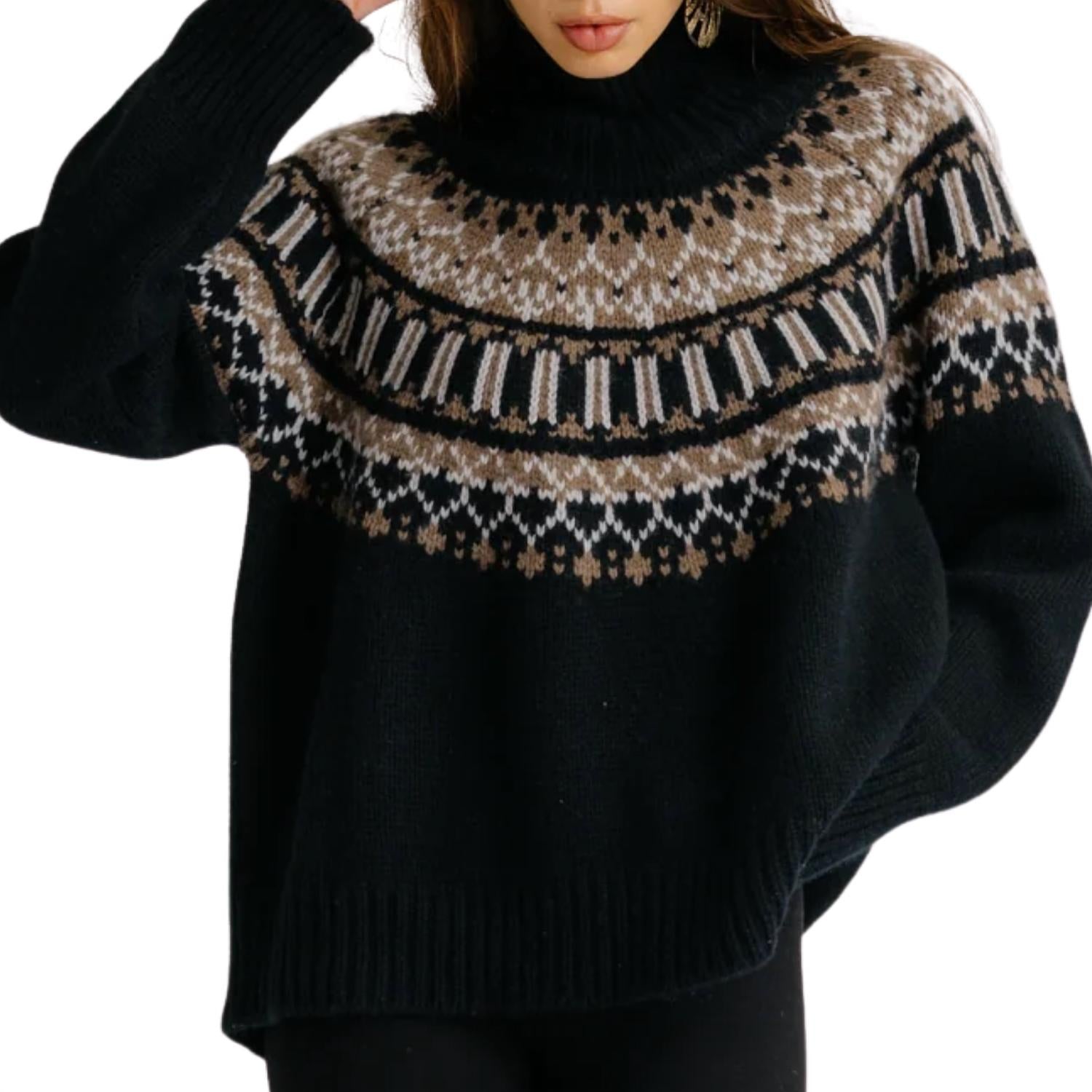 Sablyn - Scottie Slouchy Fair Isle Cashmere Mock Neck Sweater