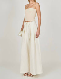 endless rose Waist Tape With High Waist Long Pant in cream - women's pants - detail view