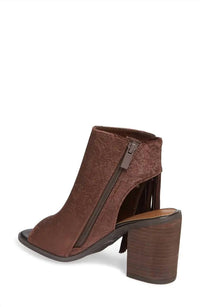 Volatile - Women's Embossed Velvet Fringe Western Bootie