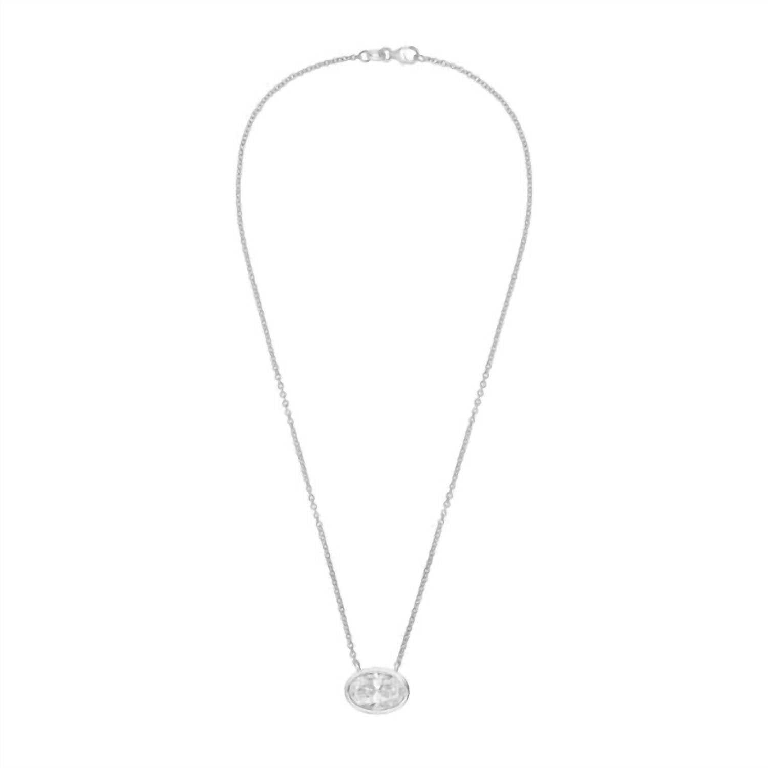 Diana M Jewels - Women's East West Oval Bezel Lab-grown Diamond Pendant Necklace (1.00 Ctw)