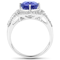 Diana M Jewels Women's Round Natural Tanzanite Fashion Ring (3.26 Ct) - Signature Plus in 14k white gold - women's jewelry - alternate view