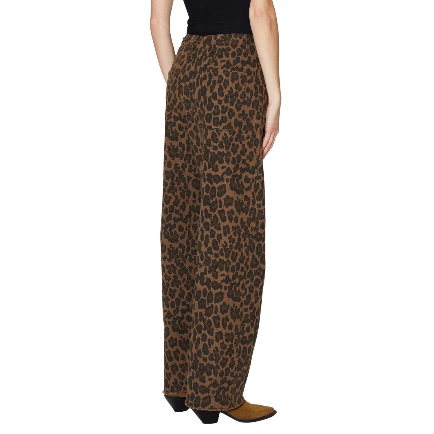 Le Jean Utility Soft Barrel Pant in dark leopard - women's jeans - alternate view