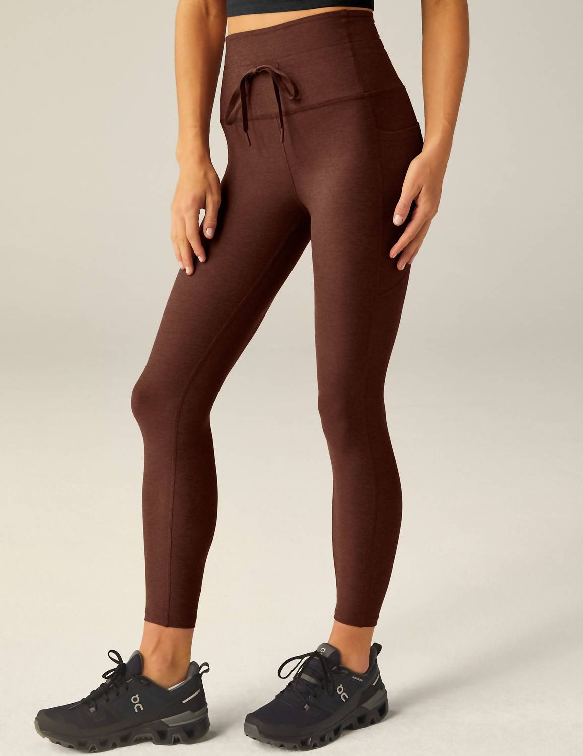 BEYOND YOGA Spacedye Go Pocket Midi Legging in chocolate heather - women's pants - alternate view