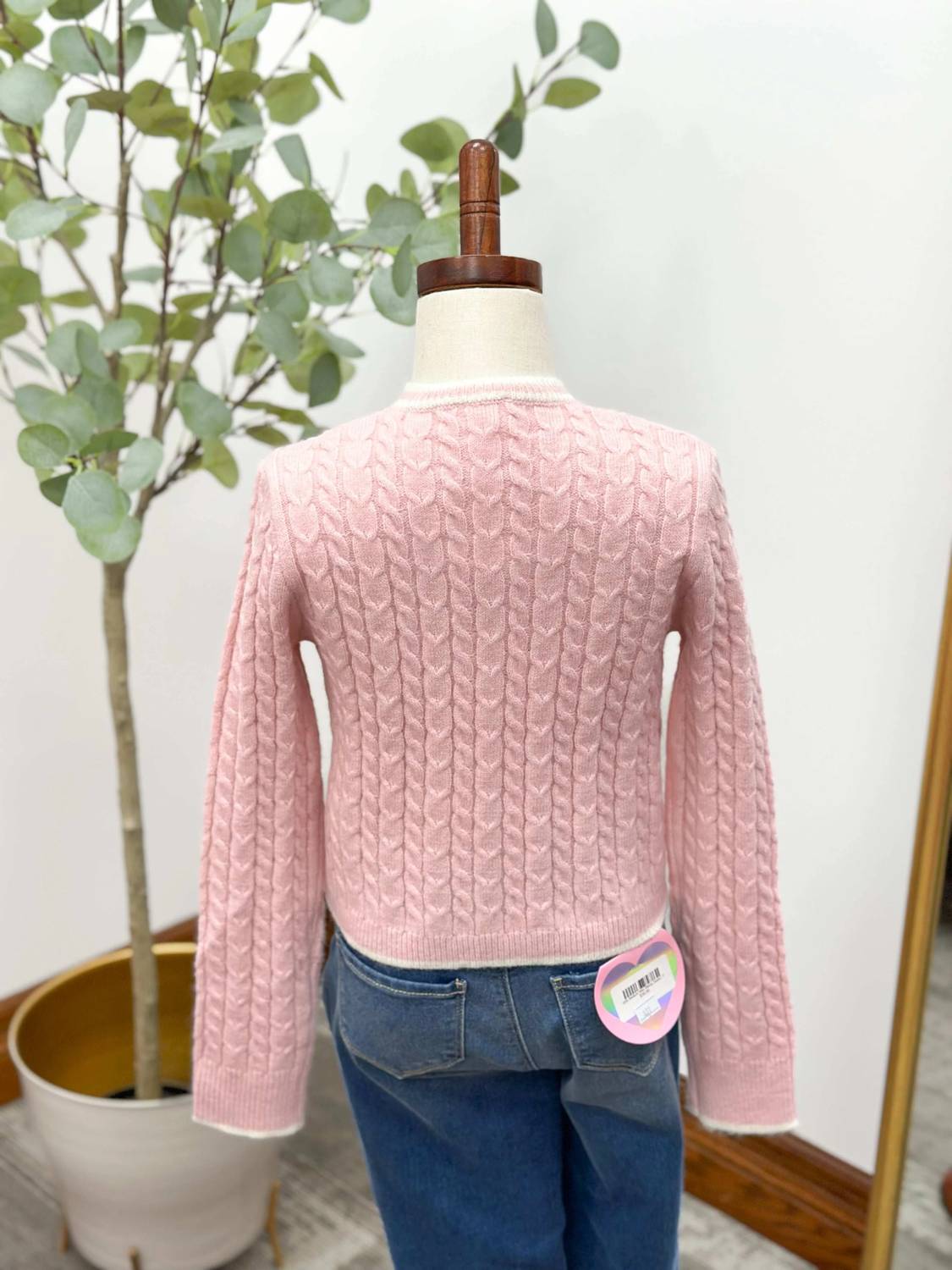 Heart & Arrow - Cropped Cable Knit Cardigan