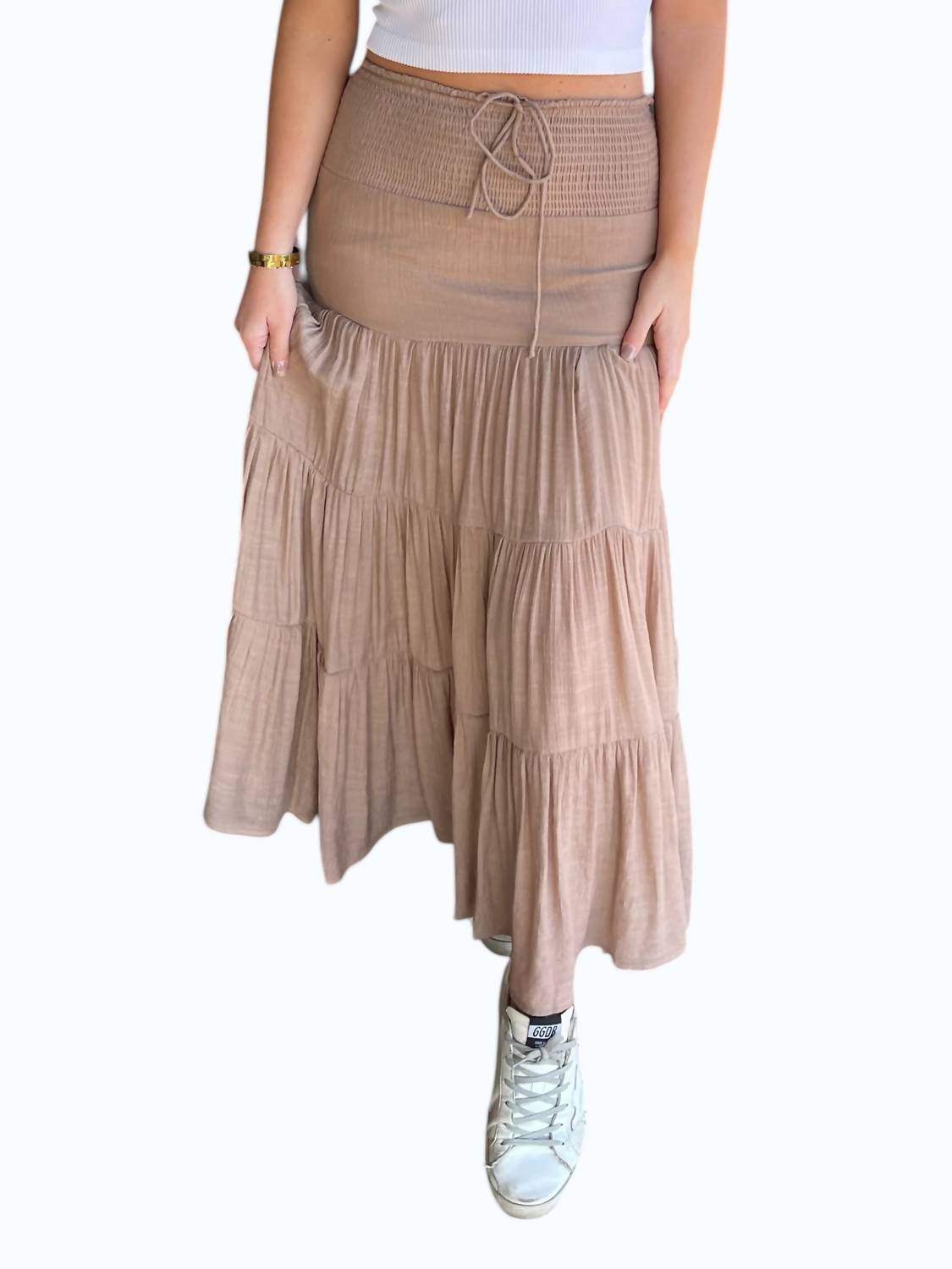 Risen - High Rise Tiered Long Skirt