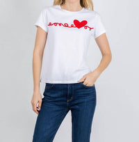 Elliott Lauren Heart Embroidered Top in white - women's t-shirt