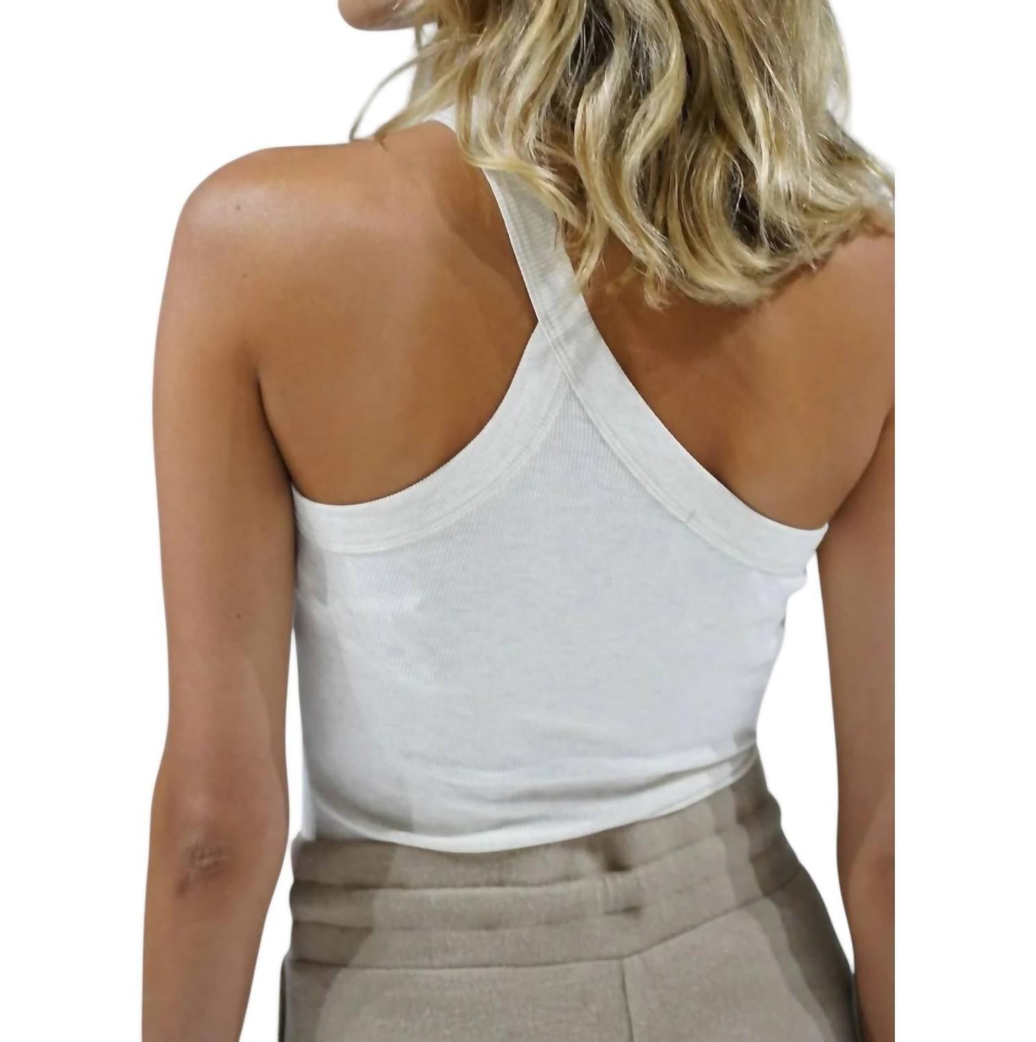 Lna - Detra One Shoulder Rib Tank Top
