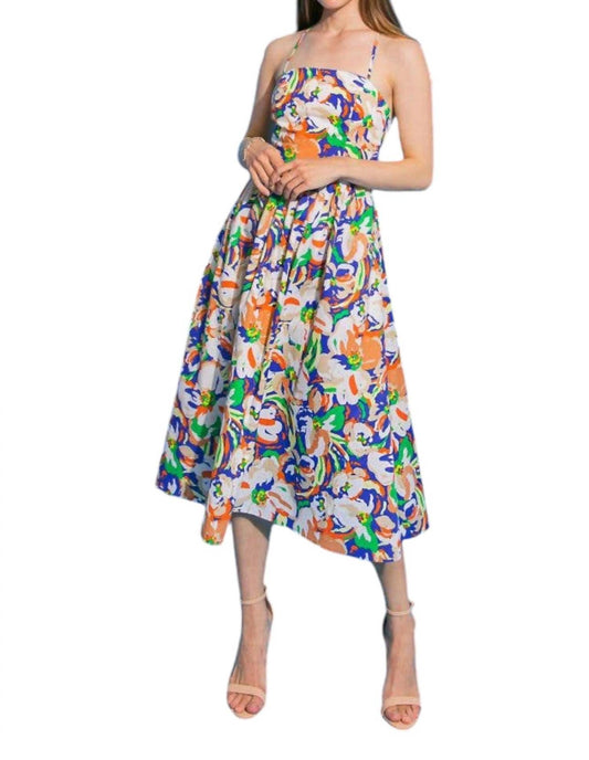 Flying Tomato - Floral Poplin Midi Dress