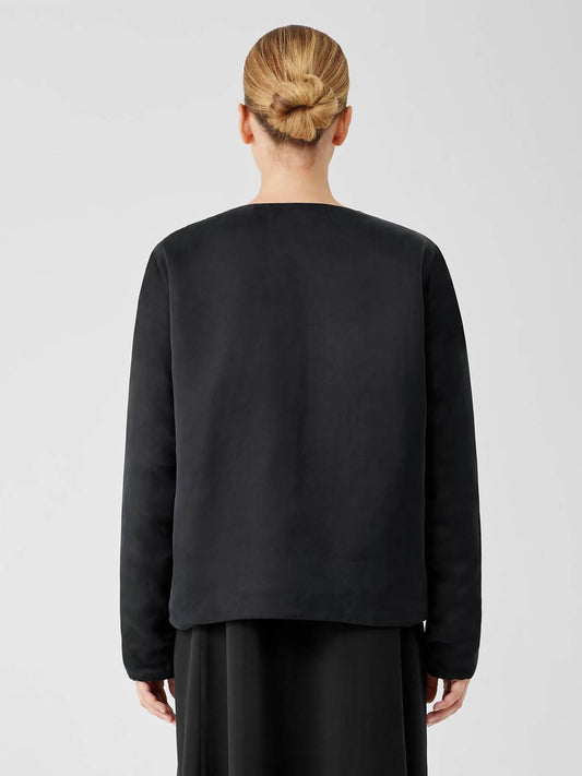 Eileen Fisher - Round Neck Padded Silk-lined Jacket