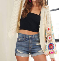 Adora - Long Sleeve Crochet Cardigan Top