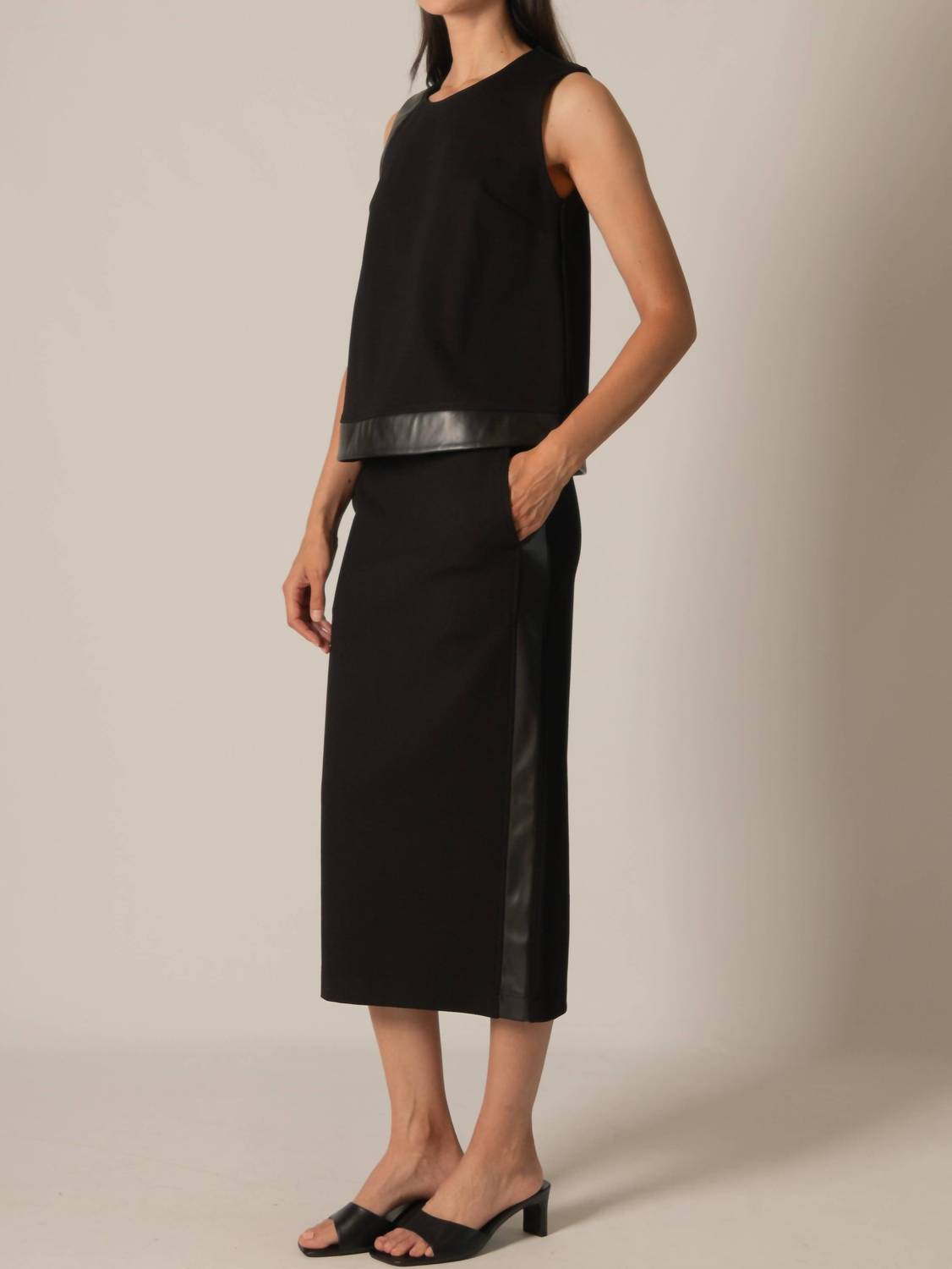 Before You - Fitted Ponte & Faux Leather Skirt
