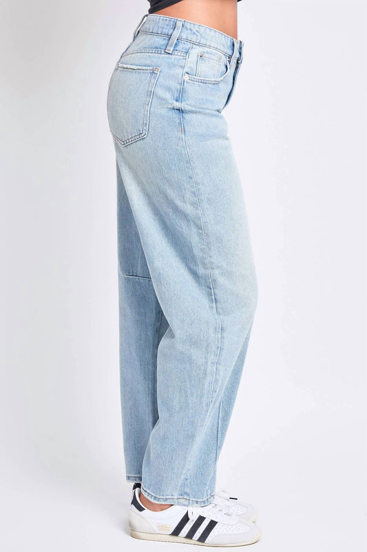Ymi - Relaxed Fit Detailed Barrel Rigid Jeans