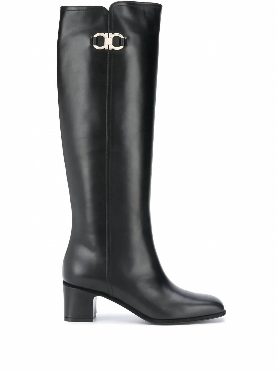 Salvatore Ferragamo Women's Gancini Knee-high Boot in black - women's shoe