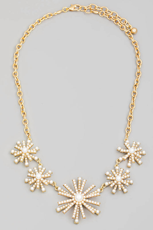 Fame Accessories - Women's Pave Firework Station Necklace