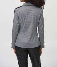 Joseph Ribkoff - Houndstooth Jacquard Knit Fitted Blazer