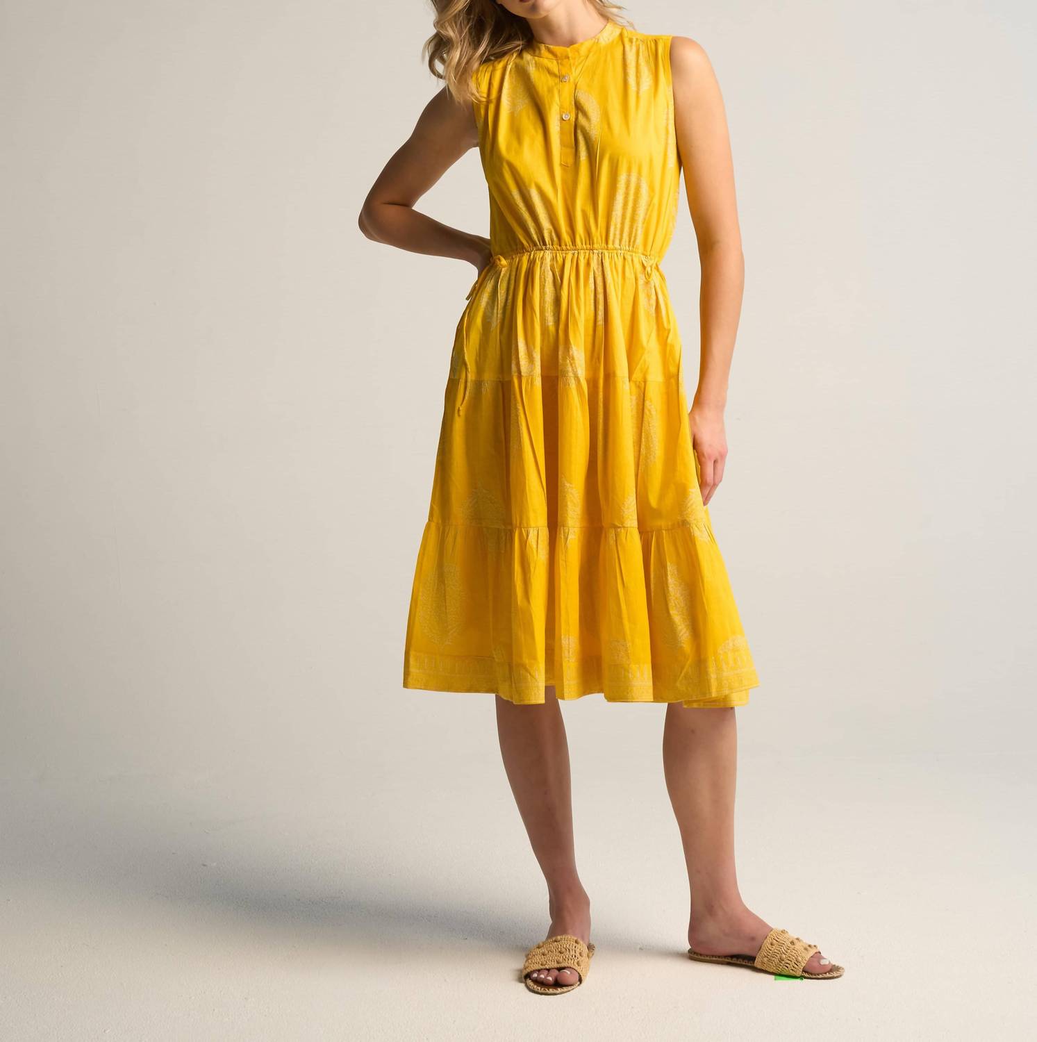 Guadalupe Design Aluna Midi Dress in yellow - women's dress - alternate view
