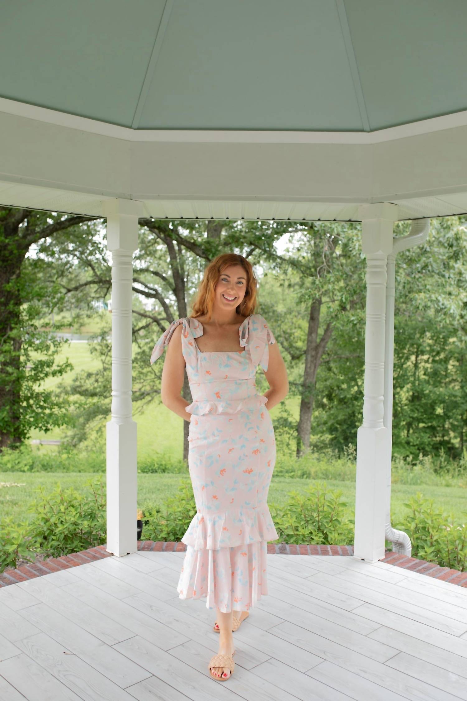 Mable - Bow-tiful Cropped Ruffle Midi Skirt Set