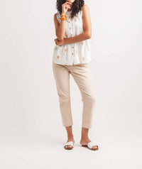 Papillon - Embroidered Button Front Blouse With Lace Inset