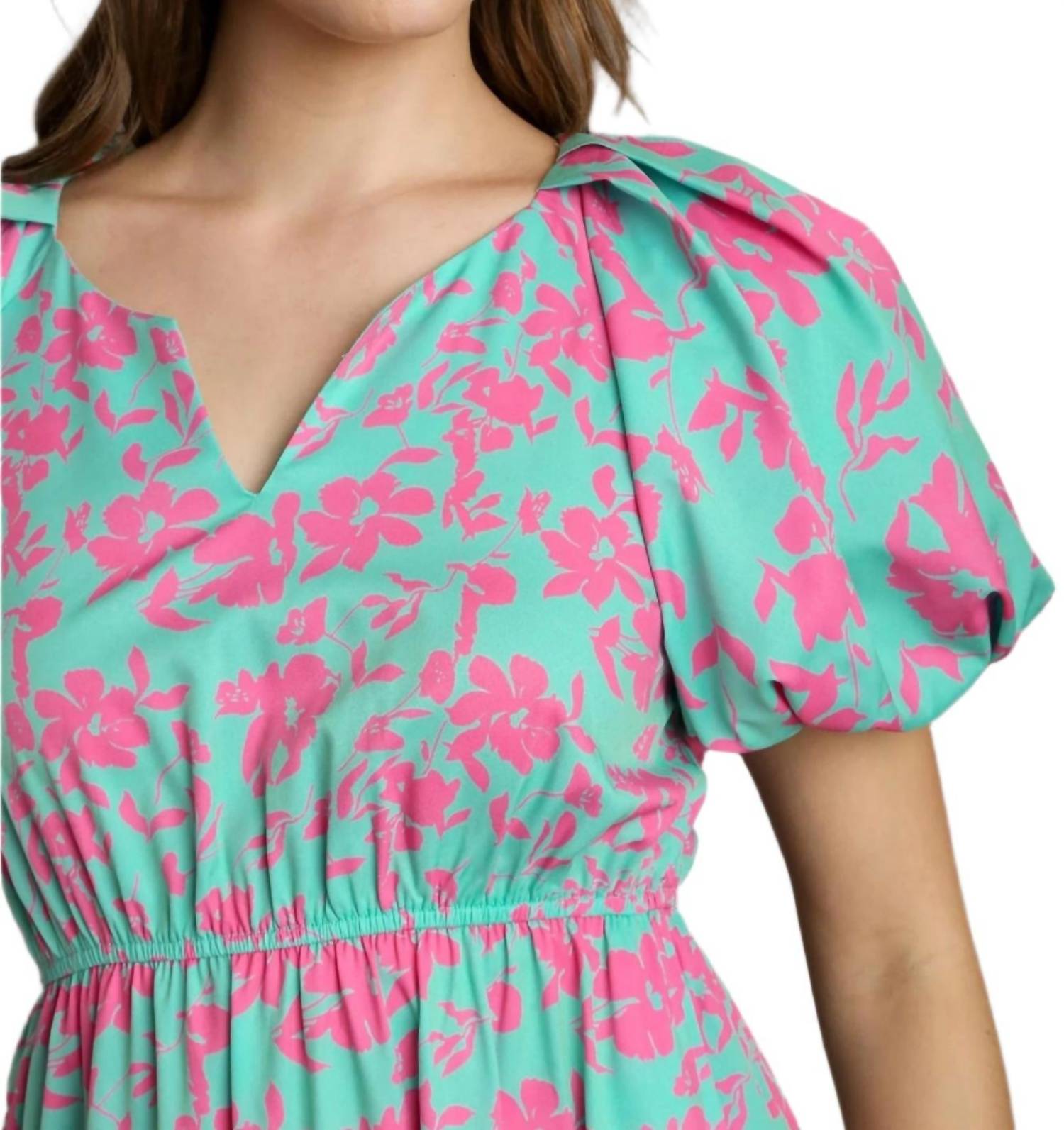 Umgee - Floral Tiered Pocket Midi Dress