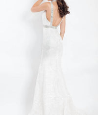 Rachel Allan - Floral Embroidered Mermaid Gown With Rhinestones