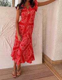 never fully dressed Remi Dress With Leopard Sleeve in red bandana - women's dress