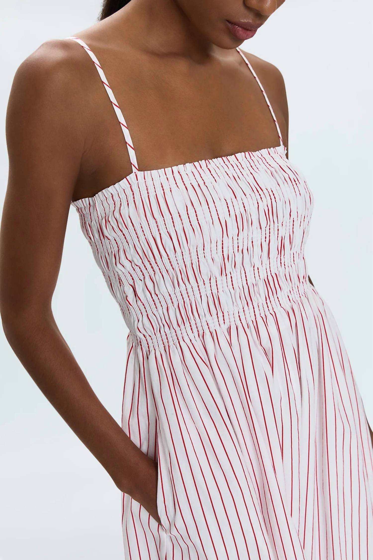 PISTOLA Bianca Dress in red white stripe - women's dress - detail view