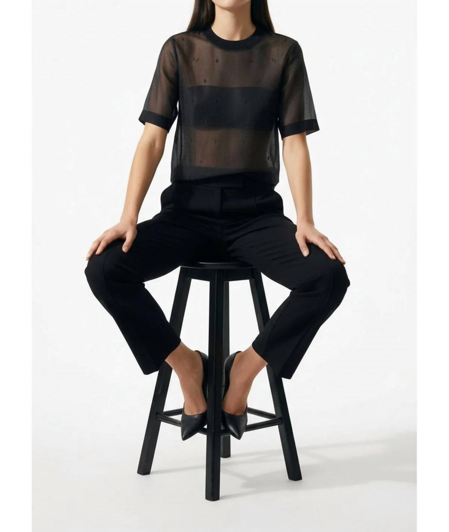 Exquise - Beaded Crewneck Blouse
