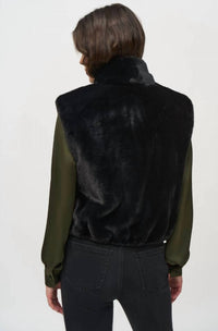 Joseph Ribkoff Faux-fur Sleeveless Cropped Vest in black - women's jacket - view 4