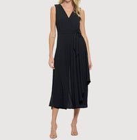 Last Tango - Sleeveless Surplice Side Drape Jumpsuit