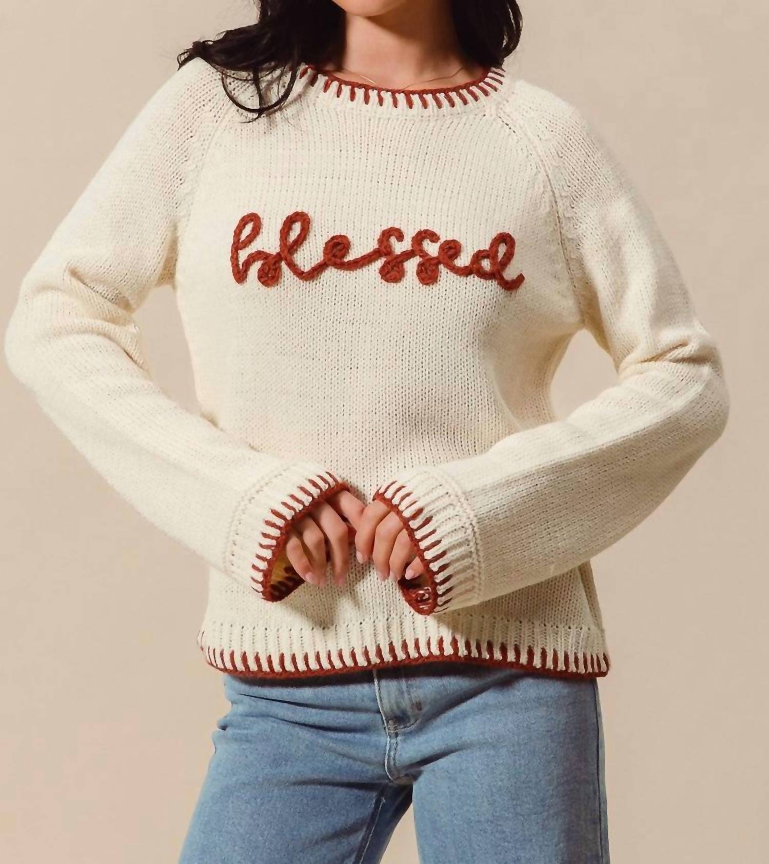 So Me - Blessed Blanket Sticth Sweater