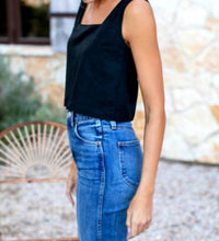 EMERSON FRY Roma Top in black linen - women's shirt - alternate view
