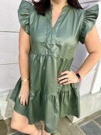 Entro - V-neck Short Sleeve Tiered Midi Dress