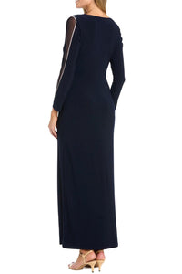 R&M Richards - Long Faux Wrap Style Evening Dress