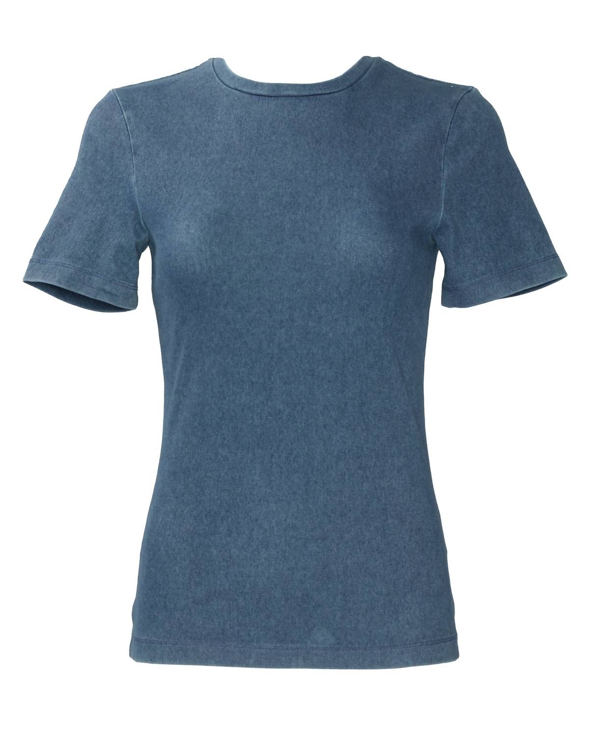 Tibi Stretch Denim Baby Tee in classic wash - women's t-shirt - view 5