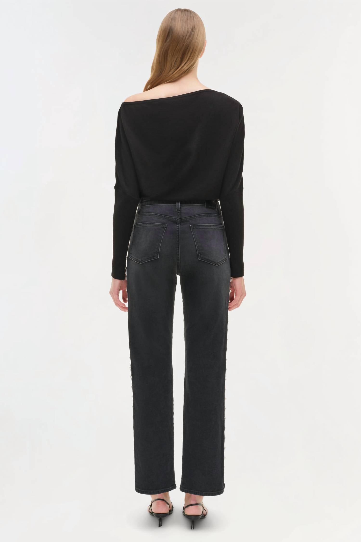 JONATHAN SIMKHAI Amelia High Rise Jeans in black - women's jeans - alternate view